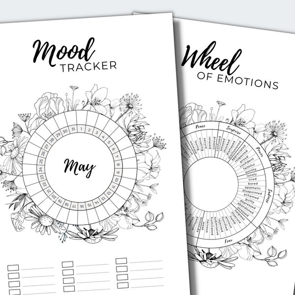 Monatlicher Stimmungstracker printable | Stimmungstracker täglicher | Bullet Journal | Mood Tracker Journal, Planer | A4, A5 Planereinlagen druckbar