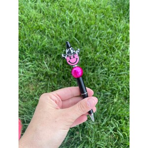 Disco cowgirl beaded pen, pink, hot pink, disco ball, cowgirl, cowboy, pens, beads, summer, bachelorette, girls