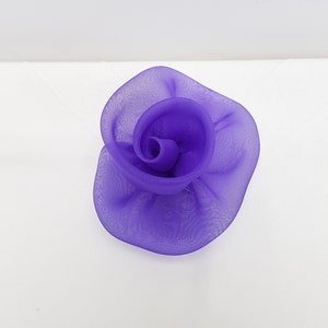 Medium purple silk organza Rose fascinator hair clip/ pin brooch accessory for evenings, weddings, parties