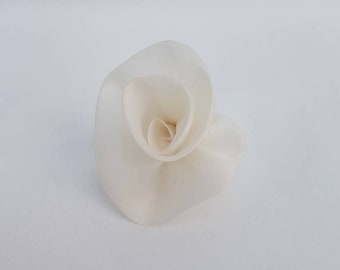 Mini silk organza Rose buttonhole/ corsage/ pin brooch accessory for evenings, weddings, parties