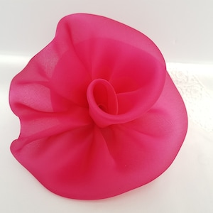 Large bright fuchsia pink silk organza Rose hair clip fascinator/pin brooch accessory for evenings, weddings, parties