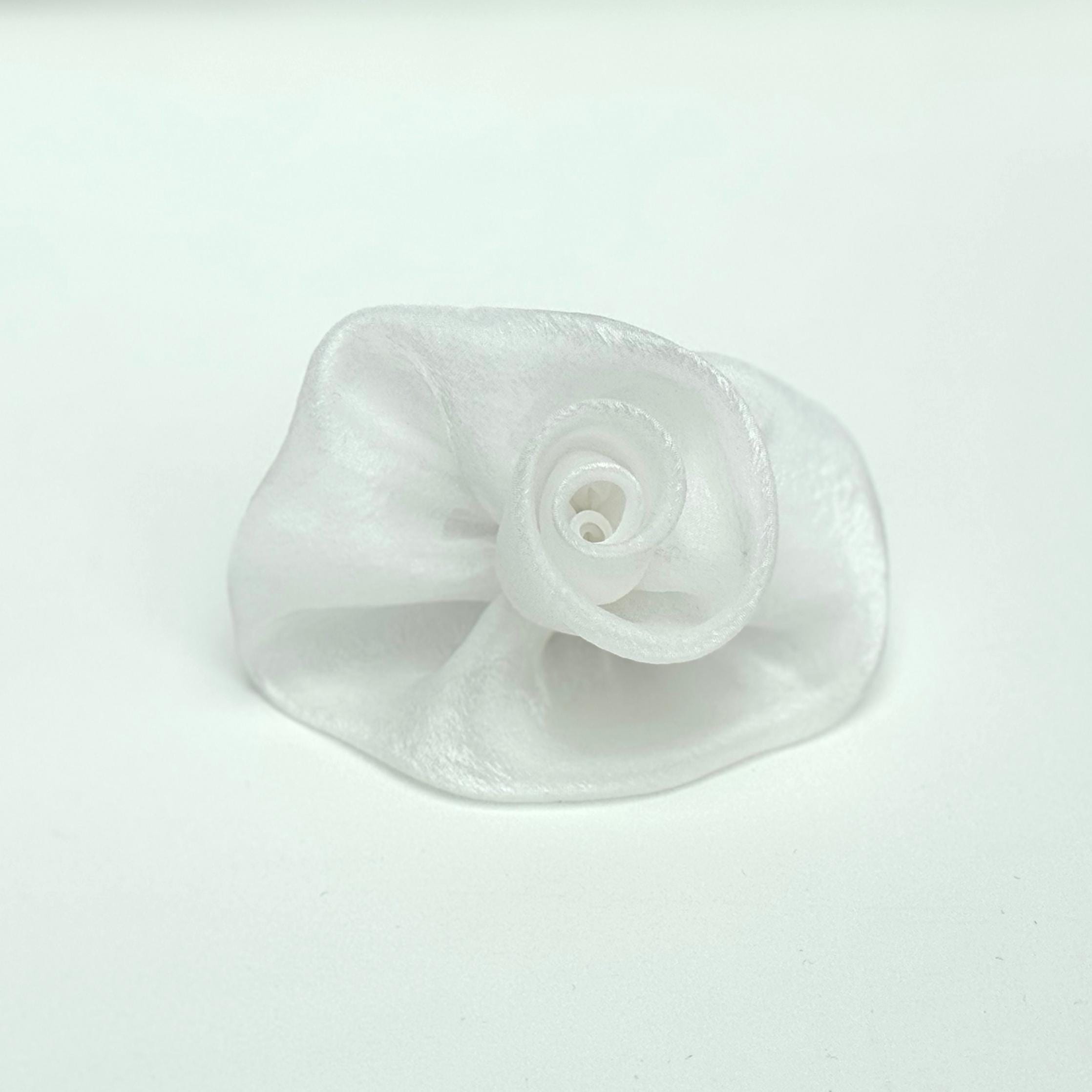 Medium Snow White Silk Organza Rose Hair Clip/ Pin Brooch  display picture 2
