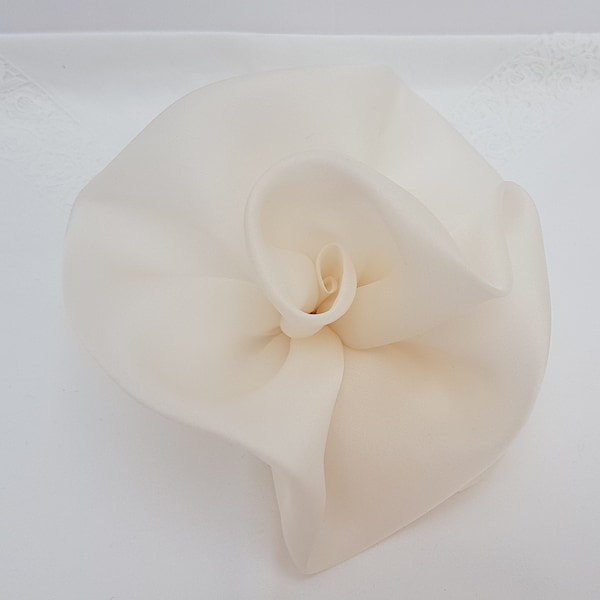 Large off white silk organza Rose hair clip/pin brooch accessory for evenings, weddings.