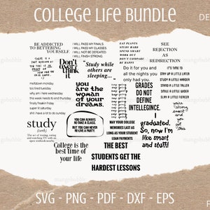 College Life SVG Bundle - Motivational and funny quotes