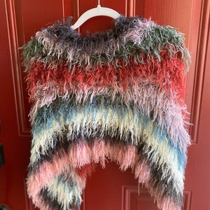 Short multicolored poncho