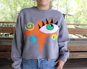 Upcycled Crewneck - Eye Appliqué