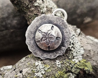 Handmade Sterling Silver Sand Dollar Charm: Hammered Boho Pendant (16mm)