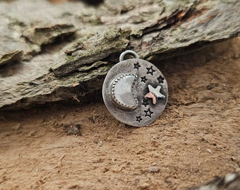 Mother of Pearl Moon & Stars Sterling Silver Celestial Charm