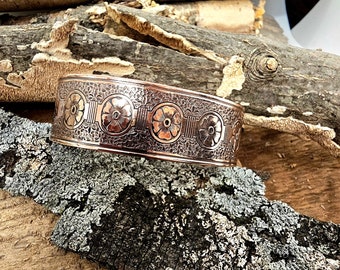 Copper patterned cuff, vintage patterned cuff, cuff bracelet, ladies' cuff bracelet, copper jewelry, vintage style copper cuff, gift