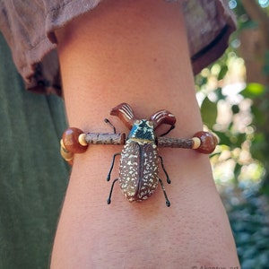 June Beetle Wooden Jewelry, Wood Bracelet, Hippie Jewelry, Boho, Summer Jewelry, Handmade Jewelry, Handmade bracelet
