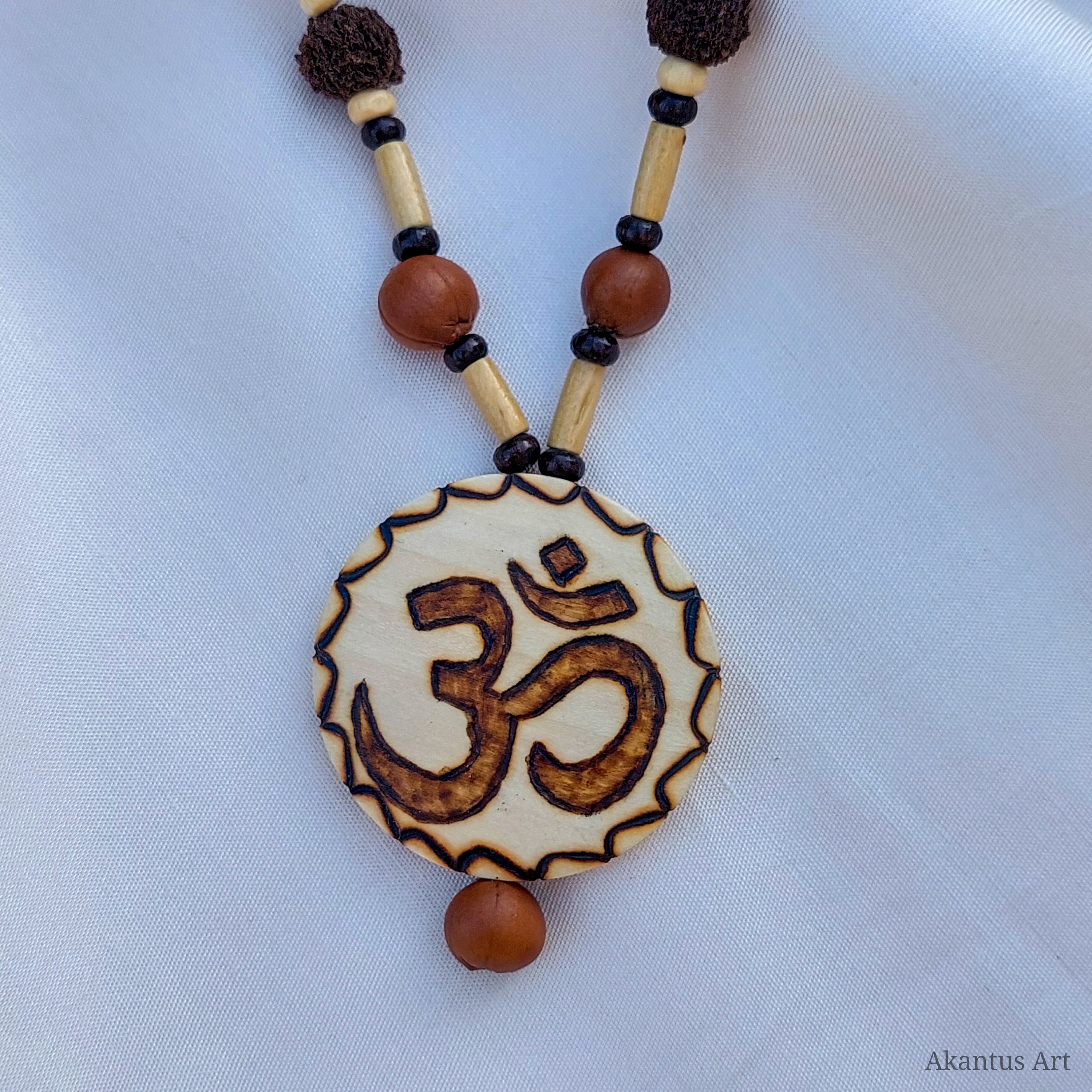 Collana Om In Legno - Collana Con Simbolo Om - Girocollo Tibetano - Foto 6