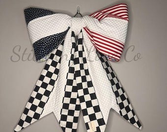 Large Reversible Bow, Quilted Bow, Custom Decor