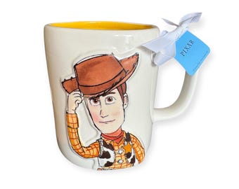 Rae Dunn Disney Pixar Toy story Woody cup Coffee Mug | White Ceramic Cup with Character Art