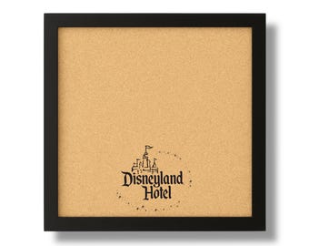 Classic castle Park Hotel Pin Board, Vintage Resort Silhouette Display, Magical Travel Inspired Cork Board for Pin Traders and Fans, Frame