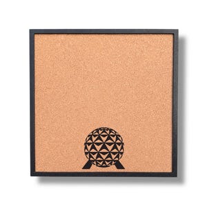 Disney Pin Collection Display Board – EPCOT Geodesic Sphere Silhouette Framed Cork Pin Board | FREE SHIPPING