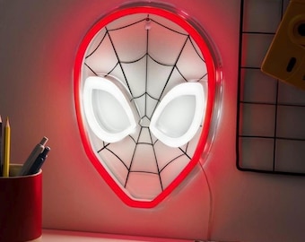 Spiderman Wall Mountable LED Neon Light Marvel Accent Light for Boys and Girls Bedroom or Man Cave, Superhero Comic gift