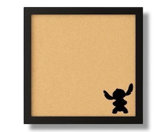 Ohana Alien Pin Board with Frame, Collector Trading Pin Display, Magical Cork Board Wall Decor for Park Travelers & Character Fans #61 Frame