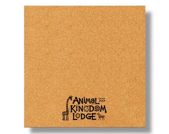 Safari Lodge Pin Board, Tribal Animal Silhouette Display, African Resort Inspired Cork Board for Park Travelers and Collectors, No Frame