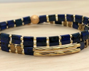 Midnight Blue Set / Colorful Miyuki Tila Bead Bracelet / Everyday Wear / Elegant / Chic