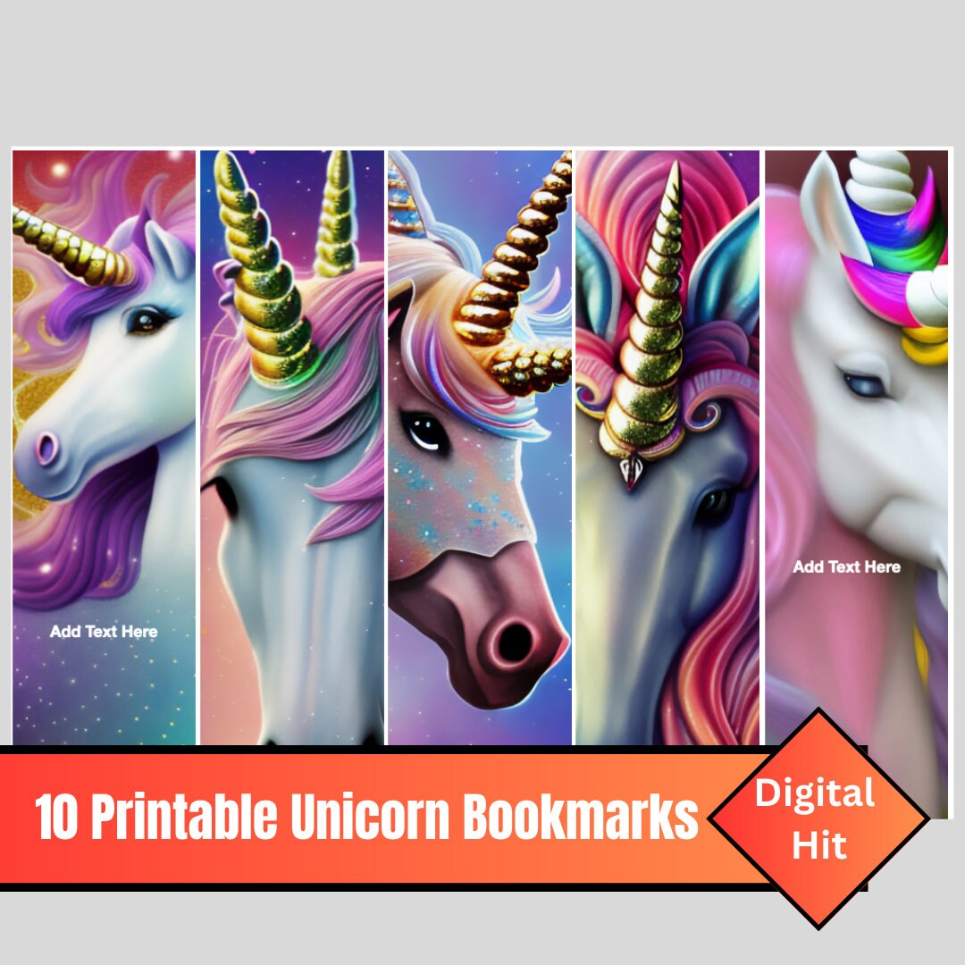 Cute Unicorn Bookmarks Printable and Editable for DIY Projects Etsy
