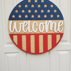 Patriotic Americana Welcome Door Hanger