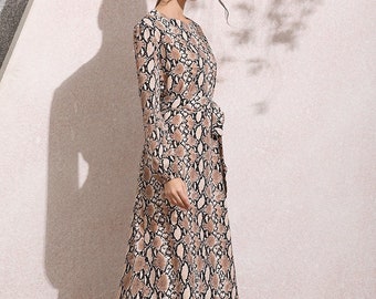 long snake print dress