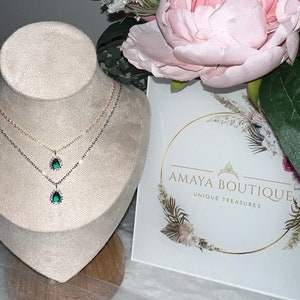 Collar de esmeralda delicado / Piedra de nacimiento de mayo / Collar de esmeralda / Ideas de regalo / Collar delicado y elegante / Joyas de piedra de nacimiento /