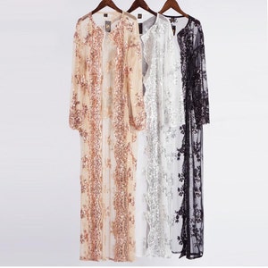 Luxury Sequinned Open Abaya Dress | Modest Dress | 3 Colours Available | Bridal wear |