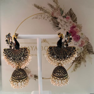 Peacock design jhumka earrings | traditional earrings | Asian jewellery | traditional style jewellery | jhumkas