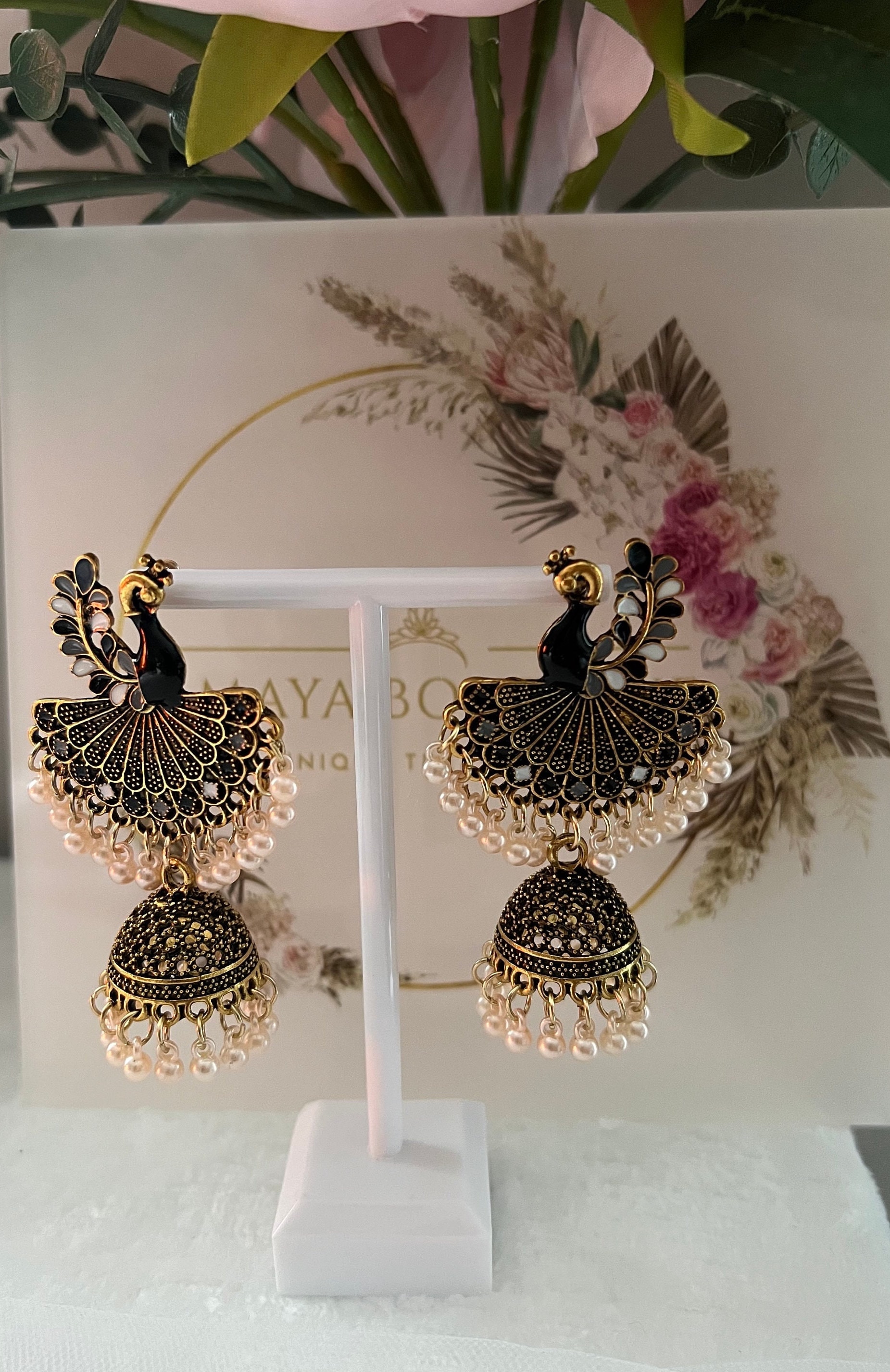 Peacock design jhumka best sale earring