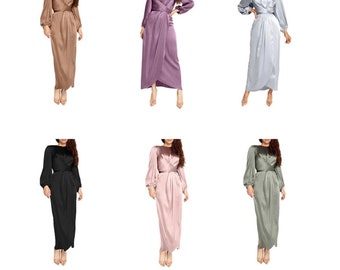 Satin Abaya Dress | Modest Dress | Eid dress ideas | Islamic clothing | Bridesmaid dresses |