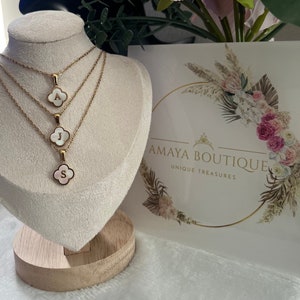 Irridescent Clover Initial Necklace A-Z | Initial Necklace | Clover Necklace | Charm Necklace | Elegant Necklace |