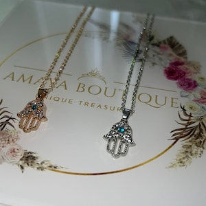 Hamsa Hand Necklace (Small Pendant) | Hand of Fatima | Spiritual & Religious Jewellery | Gift Idea | Necklaces |
