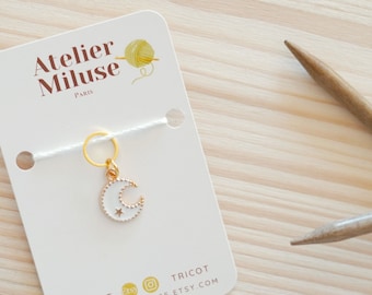 Single stitch marker ring - Moon - Knitting accessory