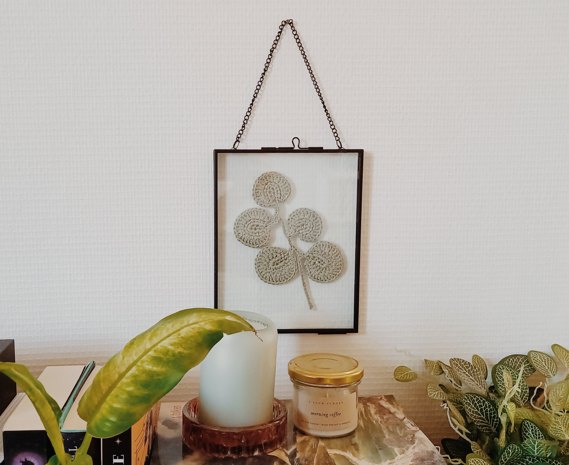 Cadre Eucalyptus Au Crochet - Format Portrait Décoration Murale Florale Herbier Cadeau Éco-Responsab