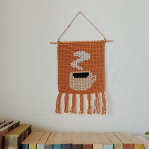 Coffee Cup Banner PDF Chart - DIY Crochet Wall Decor - Crochet Tapestry image 2