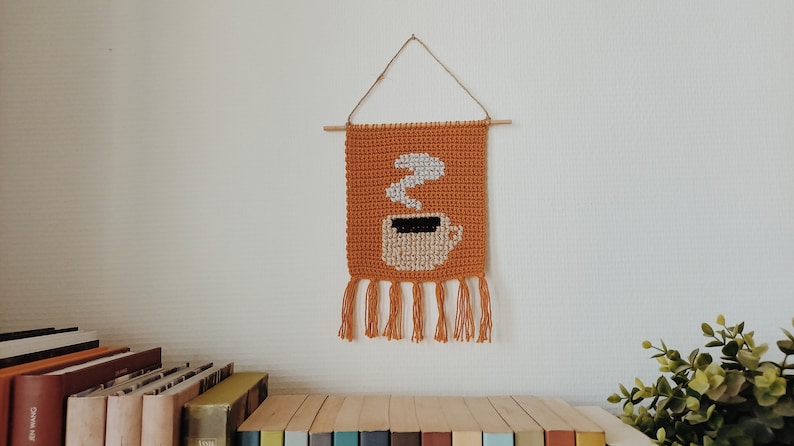 Coffee Cup Banner PDF Chart - DIY Crochet Wall Decor - Crochet Tapestry image 2