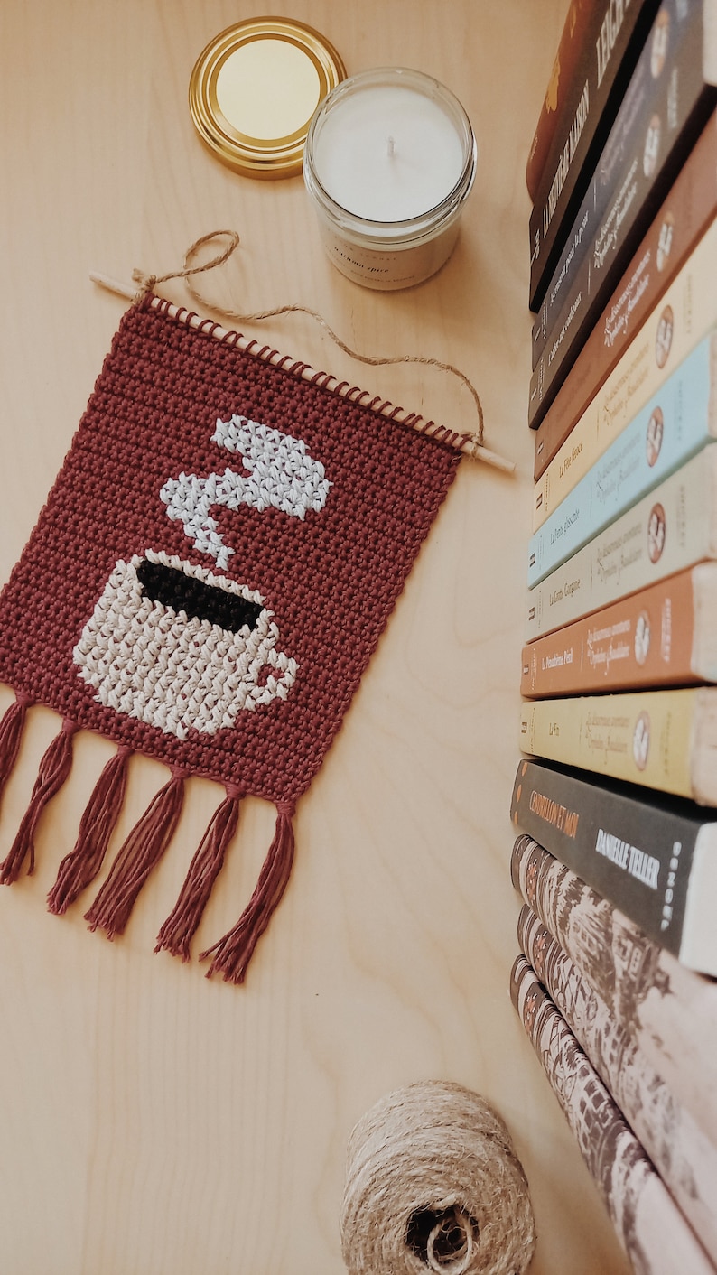 Coffee Cup Banner PDF Chart - DIY Crochet Wall Decor - Crochet Tapestry image 3