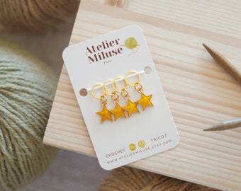 Set of 4 stitch marker rings - Stars - Knitting accessory