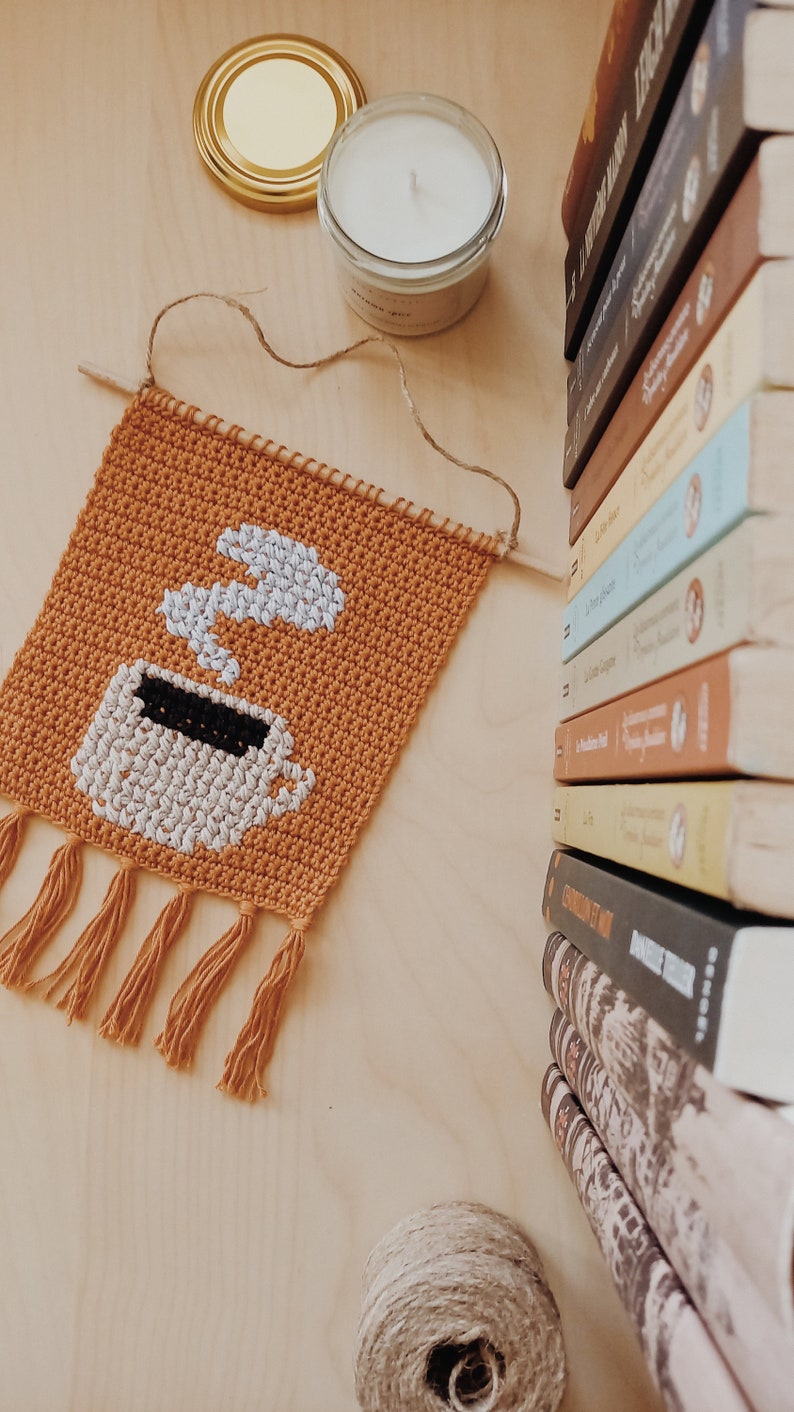 Coffee Cup Banner PDF Chart - DIY Crochet Wall Decor - Crochet Tapestry image 4