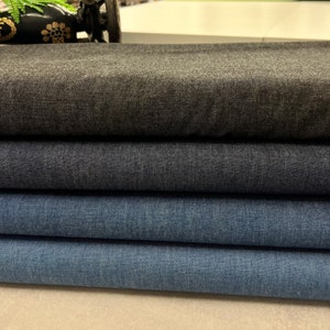 High-quality medium-weight denim fabric made from 100% cotton chambray for sewn blouses, shirts, light denim clothing