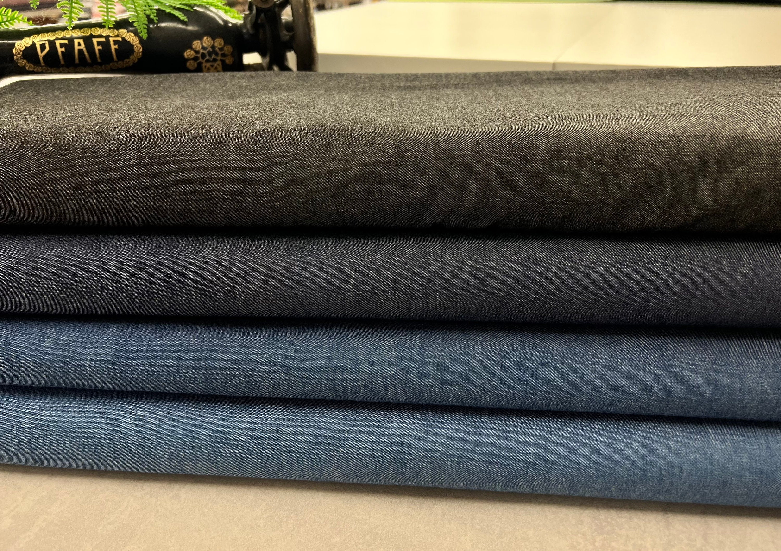 Dark Grey Stretch Printed 100% Cotton Denim fabric 135cm Wide