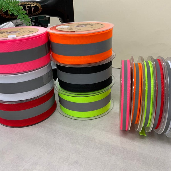 Reflektorband 6 verschiedene Farben / 3 Breiten  zum Aufnähen in Meterware in NEONfarben  Kinderkleidung Sicherheitsstreifen  reflektierend