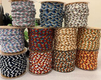 Braided ribbon, multicolored made of 100% cotton - by the meter - 55 colors, perfect as handle, decorative ribbon, cord for gymnastics,