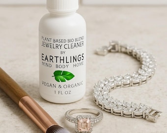 Schmuck-Reinigungsset - Veganer, pflanzlicher Schmuck-Reiniger mit Bio-Mischung - Kommt mit einer Schmuckreinigungsbürste