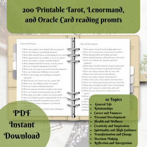 200 Printable Tarot, Oracle, Lenormand, card reading questions, Divination prompts, Metaphysical Tools,