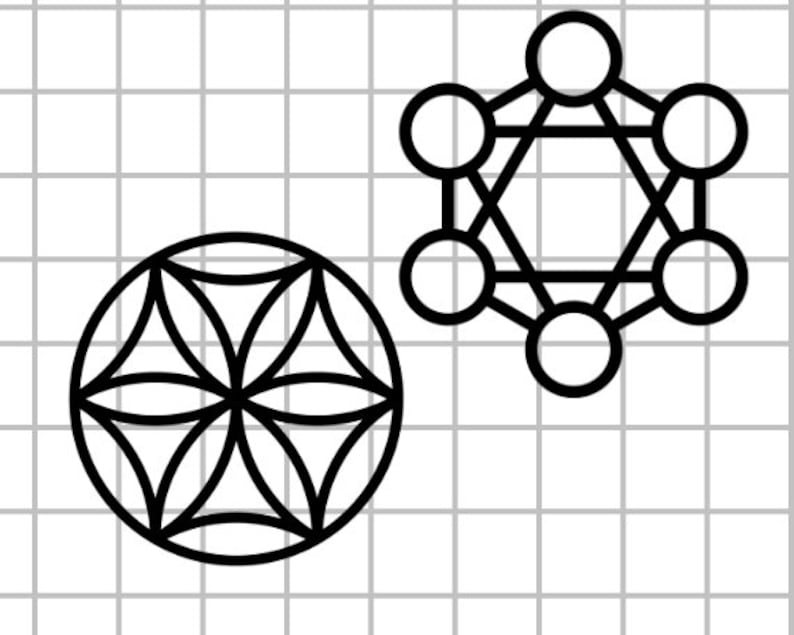 Printable Crystal Grid, Sacred Geometry, Flower of Life, Seed of Life, Metatrons Cube ...