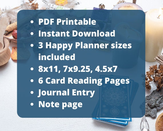 Printable Tarot Journal Happy Planner Card Reading - Etsy