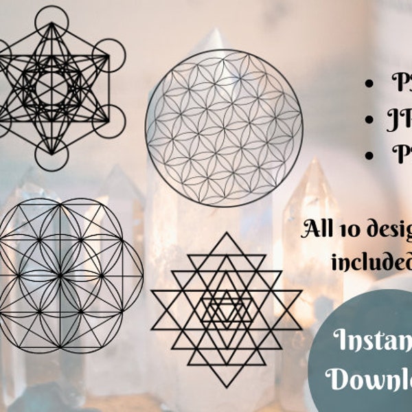 Printable Crystal Grid, PNG, PDF, JPEG, Flower of Life, Seed of Life, Metatrons Cube, Sacred Geometry