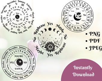Printable Pendulum Board png, pdf, jpg, Round spirit board, Divination board, Crystal Pendulum Reading Tool, Altar Board